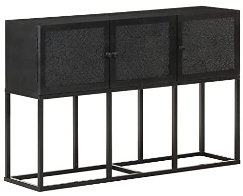 vidaXL Mangoholz Massiv Sideboard mit 3 Türen Rustikal Industriestil Kommode Anrichte Mehrzweckschrank Beistellschrank Schrank 115x30x76cm