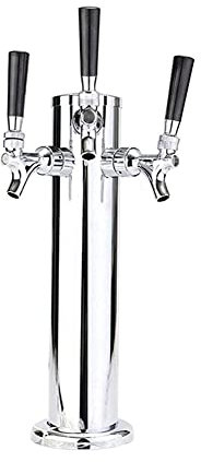 qiuqiu Dispensador De Cerveza para Latas De Cerveza con 3 Grifos, Dispensador De Acero Inoxidable, Dispensador Redondo con Grifo Compensador, Dispensador De Bebidas, Torre De Cerveza De Barril