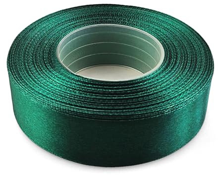 Netuno 1 ruban de satin, 25 mm x 32 m, couleur : vert bouteille, en tissu, décoratif, pour le bricolage, la décoration de mariage, l’emballage de cadeau