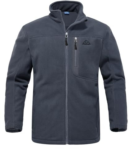 YSENTO Mens Full Zip Micro Fleece Jacket Warm Winter Outdoor Hiking Walking Stand Collar Jacket(Dark Grey,M)