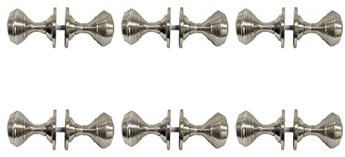 Haven Heritage Door Knob Queen Anne Reeded/Ribbed Mortice - Satin Finish on Brass Door Handles Internal - Rose Diameter Approx 64cm Sold in Pairs (6)