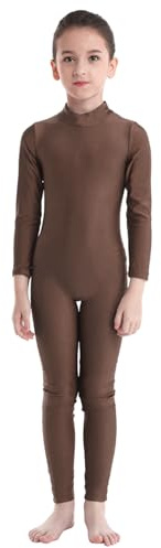 Freebily Kinder Mädchen Gymnastikanzug Turnanzug Mit Bein Langarm Basic Ganzanzug Ballett Tanz Leotard Sportbody