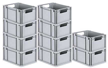 PROREGAL SuperSparSet 10x Eurobox NextGen Economy | Griffe offen |HxBxT 22x30x40cm | 20 Liter | Eurobehälter, Transportbox, Transportbehälter, Stapelbehälter