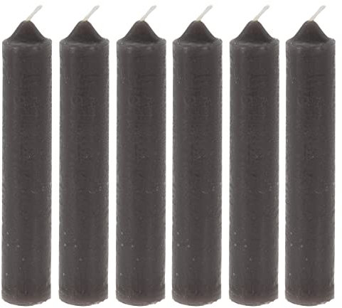 MIJOMA 6er-Set Stabkerzen – Leuchterkerzen mit Vintage-Finish, durchgefärbt, 4 Std. Brenndauer, Ø 2,5 cm, Höhe 12 cm (Dunkelgrau)
