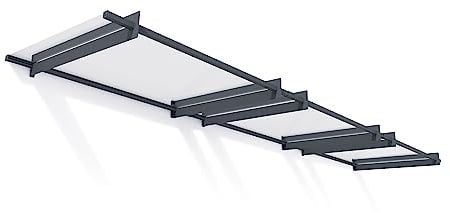 Canopia by Palram Vordach für Haustür Nancy 4500 Pultvordach 450 x 94 cm Grau Sonnenschutz Haustürvordach inkl. Regenrinne