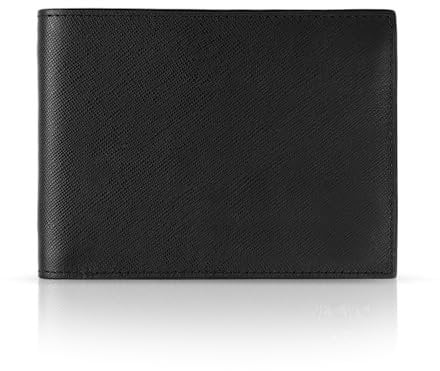 Womo Porte Documents. Veau Saffiano. Noir, Portefeuilles Homme Men's, 12,5 x 9,5 x 2
