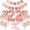 Conruich Geburtstagsdeko 22 Jahre Frau, Luftballon 22. Geburtstag Deko Set, Rosegold Tortendeko Geburtstag 22 Jahre Frauen, Ballon 22 Geburtstag Frau, Happy Birthday Banner Deko 22 Geburtstag Frau