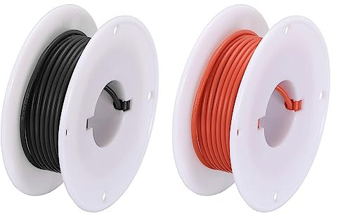 sourcing map 24AWG Elektrisch Draht 0,21mm² Batterie-Elektrokabel Leitungen 7,5m pro Rolle Litzendraht Kabel Verzinkt Kupferkabel Silikonkabel Jumper Wire für DIY Modelle Anschluss, Schwarz/Rot