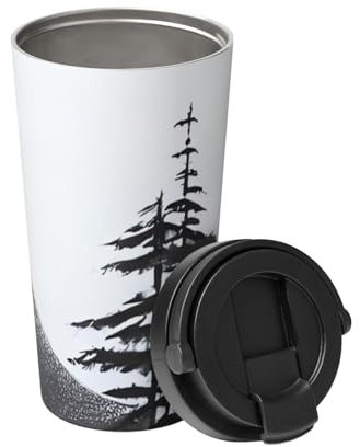 Isolierter Kaffeebecher mit Deckel Mond Kiefer Reisebecher Edelstahl Tumbler Cup für Reisen Doppelwandige Kaffeetasse für Büro Kaffee Tumbler Tasse zum Warmhalten von Eiskaffee Tee und Bier