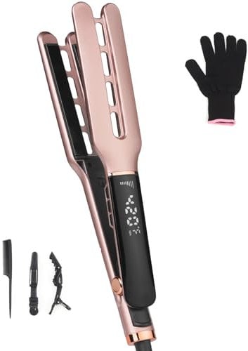 Flat Iron Hair Straightener with Floating Plates Get Shinier & Smoother Hair, 10 Adjustable Temp, Dual Voltage Digital Display 140℃-230℃, for All Hair Types