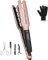 Hair Straightene - Piastra lisciante professionale da 9 mm, con doppia piastra per capelli lunghi, spessi o ricci, lisciante, display LCD con guanti