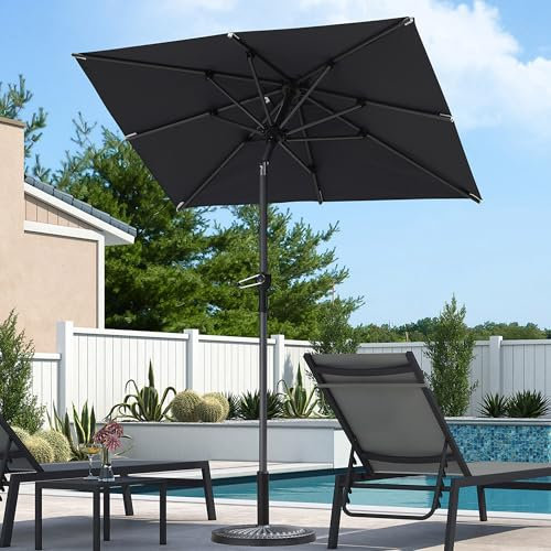 PURPLE LEAF Parasol de Jardin Exterieur inclinable 120 x 180 cm Rectangulaire Parasols en aluminium Toile Protection UV pour Balcon Terrasse Patio, Gris