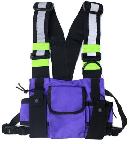 Maizoon Brusttasche Zwei-Wege-Funkgerät Walkie Talkie mit Verstellbarer Schultergurt Weste Geeignet für Outdoor-Sport, Radfahren und Wandern Lila