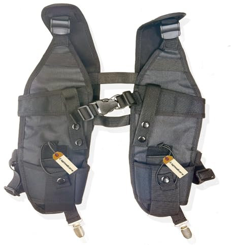 Lsgoodcare Double Radio Shoulder Holster Chest Harness Holder Vest Rig Compatible with Motorola Kenwood Midland 2-Way Radio Rescue Essentials, black, Tactical