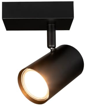 Ledvion LED-Deckenstrahler Schwarz 1-Licht, Dimmbar Neigbar, GU10-Fassung, Aufputzmontage, Schwarze Lampe, Rechteck Lampe, Beleuchtung, IP20, Ohne GU10-Lampe | fuer Flur Wohnzimmer Kueche Schlafzimmer und trockene Innenraeume