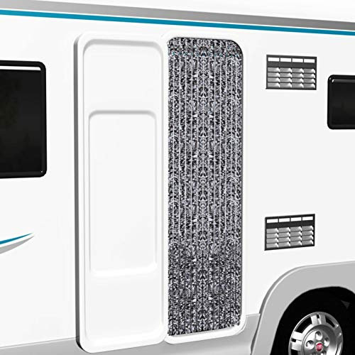 Kavolet Türvorhang aus Chenille, 90x200 cm Fadenvorhang Insektenschutz Fliegenschutz Vorhang Flauschvorhang Plüschvorhang Türvorhang für Camping Wohnwagen Braun und Beige