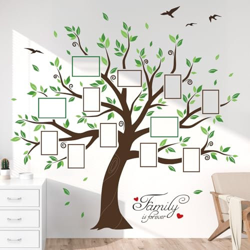 decalmile Stickers Muraux Arbre Cadre de Photo Grand Animaux Autocollant Mural Arbre de Vie Décoration Murale Chambre Enfants Salon