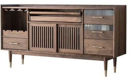 GUERNSEY Anrichte Sideboard aus schwarzem Walnussholz, multifunktionaler Aufbewahrungsschrank, Wohnzimmer-Dekoschrank, Küchen-Buffetschrank Buffetschrank