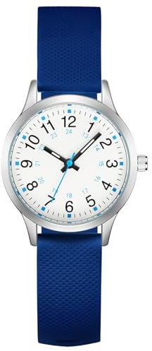 CIVO Kinderuhr Junge Mädchen Armbanduhr: Blau Silikon Kinder Uhr Analog - Lernuhr Kinder Leicht zu Lesen Leuchtend Quarzuhr Geschenke 7-14 Jahre