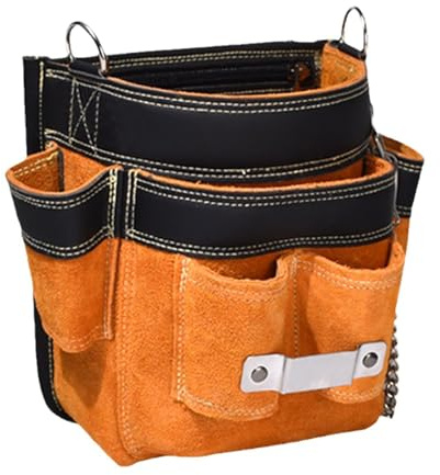 Werkzeugtasche aus Leder für Elektriker, Holzarbeiter und Gärtner, mehrere Taschen, leicht zu tragen und zugänglich