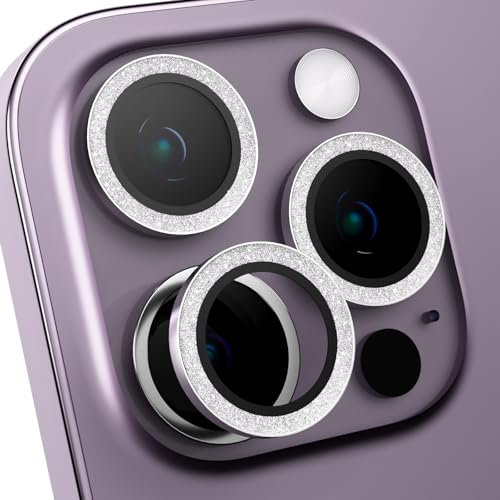 BARALARIQIU Camera Lens Protector Compatible with iPhone 11/iPhone 12/iPhone 12 Mini,9H Tempered Glass, Glitter Camera Lens Cover Protection, Ultra Clear Anti-Scratch, Day/Night Shots-Silver