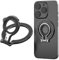 Ysnzaq Handy Ring Halterung Universal Magnet Adapter, kompatibel mit Magsafe Zubehör, 360° Drehbarer Faltbarer Magnetisch Metallring Ständer mit Silikon-Fingergriff für iPhone, Samsung.8D Black