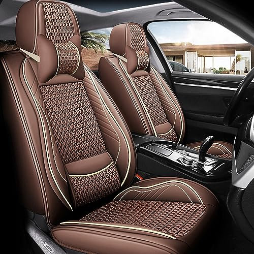 maiqiken Autositzbezug für Mercedes CLK220, CLK 270, CLK 280, CLK 320, CLK 430 Komplettset 5-Sitze, Deluxe - Braun