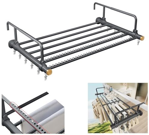 Stendino da Balcone In Acciaio Inox, Stendino da Appendere Alla Ringhiera, Regolazione A 18 Fori, Facile da Piegare, Adatto Per Balconi, Ringhiere E Muretti, Stendino da Termosifone(Grey,100cm (39.4in