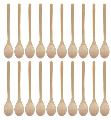 Confezione Da 20 Cucchiai Di Legno Con Manico Lungo, Cucchiai Da Dessert, Stoviglie In Legno, Cucchiai Per Mescolare, Cucchiai Da Caffè, Cucchiai Da Cucina In Legno, Cucchiai Da Cucina In Legno