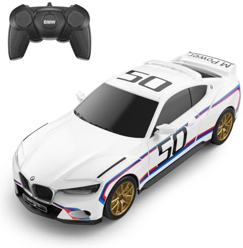 RASTAR Remote Control Car 1/24 BMW 3.0 CSL RC Sports Car, White BMW Diecast Toy for Boys