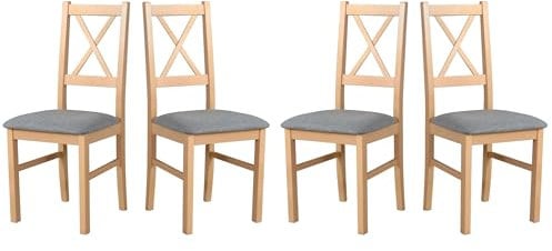 LeafDesign Esszimmerstühle Holz - Esszimmerstuhl 120 kg - Stuhl Buche Massiv - Stühle Esszimmer 4er Set - Holzstuhl - Esstischstühle - Küchenstühle 4er Set- Made in EU- NILO 10 Sonoma Hygge 91