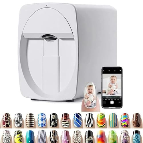 HENGCMM Imprimante à Ongles 3D Art Machine D'imprimante à Ongles Automatique Intelligente 3D, Imprimante Couleur pour Ongles, Peut être Connectée par Téléphone Portable, Image DIY,White