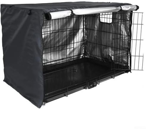 MeevrgR Abdeckung für Hundekäfige, atmungsaktiv, Oxford-Stoff, verschiedene Größen, einfacher Zugriff, waschbar, Schwarz (121,9 cm)