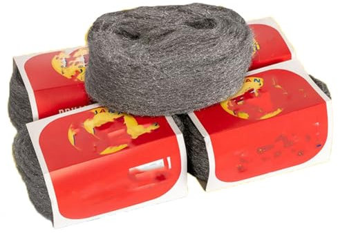 rflaueo 4 Rollen grobe Stahldrahtwolle, 0000 Stahlwolle-Mäuse, Meter-Packung, Drahtwolle, Mäuse, grober Draht, Wolle, Ratten, Wandloch, Füllstoff zum Entfernen von Farbe, Lack, Rost, kann Ratten