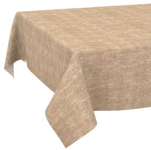 ANRO Tischdecke abwaschbar Leinenoptik Sand 160x120 cm Gartentischdecke | schmutz- & wasserabweisend, pflegeleicht – waschbar bei 30 °C – ideal für Garten, Terrasse & Esszimmer