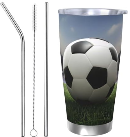 Football 20oz Stainless Steel Vacuum Insulated Tumbler | Double Wall Travel Mug with Spill-Proof Lid | Perfect for Hot & Cold Drinks | Office, Camping, Household & More