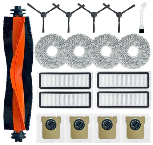 Ytaland Piezas de repuesto Accesorios para Xiaomi Robot Vacuum X20 Max/ X20 Pro Robot Aspiradora (1 Cepillo principal, 4 Cepillos Laterales, 4 Filtros HEPA, 4 Bolsas para el polvo, 4 Almohadillas de