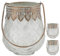 Windlicht 3er Set bauchig | orientalische Ornamente gefrostet | Glas Eisen Ø9xH12cm | Gefäß mit Henkel für Teelichter oder Kerzen (1 x 3er Set Windlicht bauchig)