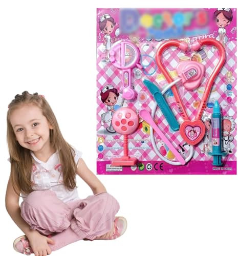 EAVUYIS Malette Docteur Enfant, avec Stéthoscope, Thermomètre, Seringue, Sac De Médecin Et Déguisement Docteur, Jouet Enfant Fille 3 Ans