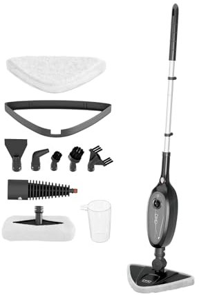 DMD® | 10-in-1 Multifunction Upright Steam Cleaner Mop, Kills 99.9% of Bacteria, Steamer For Cleaning Hard Floors, Bathroom, Kitchen, Windows, Garments & Upholstery 3.3 Power Cord 1300W (Black/Grey)