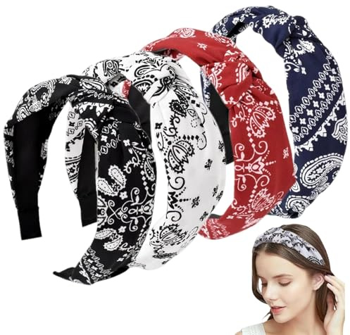 PARFCO 4 Stück Haarreifen Damen Breit, Erwachsene Frauen Wide Knot Turban | Breiter Haarreif mit Knoten für Damen und Mädchen, eleganter Haarschmuck für Alltag, Date und verschiedene Outfits