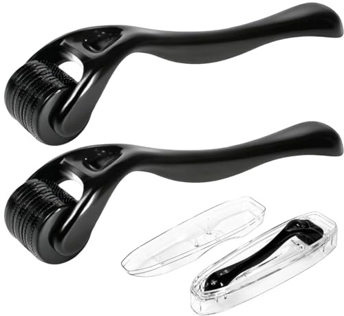 leruiyezs 2pcs Dermaroller 0,5mm Und 1,0mm Bartroller Set Mit 540 Titan Nadeln Für Gesicht Haare Und Körper,Microneedling Roller Zur Hautpflege Gegen Falten Dehnungsstreifen Narben Poren Für Mann,Frau
