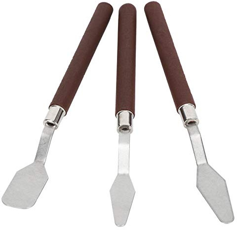 Yctze 3-teiliges Messerset – Premium-Edelstahl-Spachtel, Malwerkzeuge, Ölgemälde, Tonskulptur und Farbmischung – Ergonomischer Holzgriff, Rostbeständig, Leicht zu Reinigen und