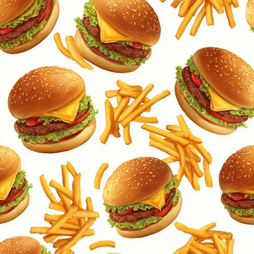Fototapete Hamburger-Pommes Tapete Selbstklebende Fototapete Wandpapier 44x300 cm Gourmet-Essen Folie Dekorfolie Möbelfolie Klebefolie Wanddeko Wandtapete