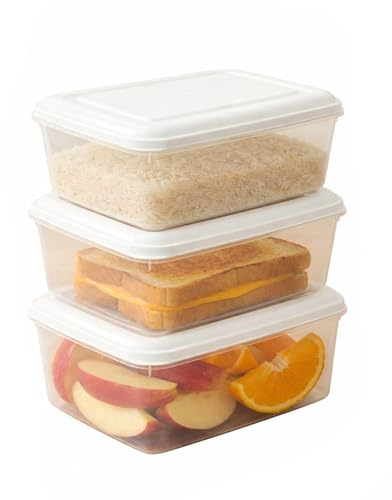 STL Food Storage Containers with Lids, 4L Clear Stackable Food Storage Boxes, BPA-Free Plastic Food Containers, Microwave and Dishwasher Safe, Kitchen & Lunch Containers (Pack Of 3)