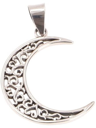 GURU SHOP Filigraner Ethno Silberanhänger Mond, 3x1 cm