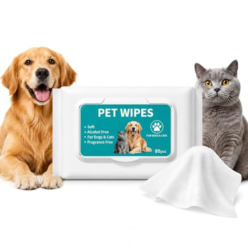 SEGXN 80 Pack Pet Cleaning Wipes for Cats & Small Dogs – Gentle Hypoallergenic Multi-Use Wipes for Full Body, Eyes, Ears, Paws & Bottom Care (Cleaning Wipes)