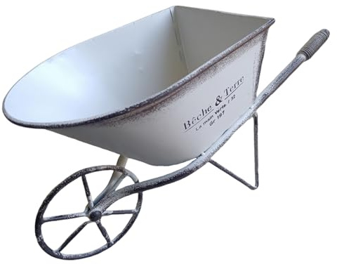 HGENAHGTF Decorative Iron Wheelbarrow Small Planter with Wheel Vintage Flower Holders Metal Plant Pots for Indoor and Outdoor Vintage Garden Ornament