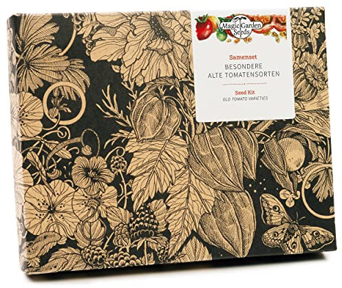 Magic Garden Seeds - Besondere alte Tomatensorten - Samen Geschenk Set mit 3 wohlschmeckenden traditionellen Tomatenarten - Tomaten Anzuchtset mit Fleischtomate, getigerter Tomate und Wildtomate