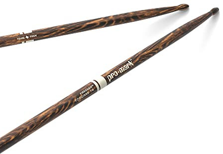 ProMark Schlagzeug Sticks - Classic 7A Drum Sticks - FireGrain - Keine übermäßige Vibration - Lackierung, Ovale Holzspitze, Hickoryholz - 1 Paar